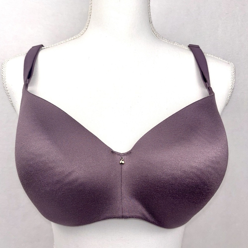 Cacique Lightly Lined Balconette Bra 38DD Purple Plum Underwire Smooth T-Shirt